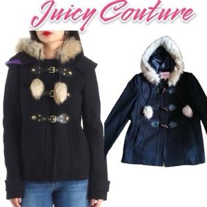 Nwt Juicy couture black wool blend Pom Pom Coat XL(read listing for details